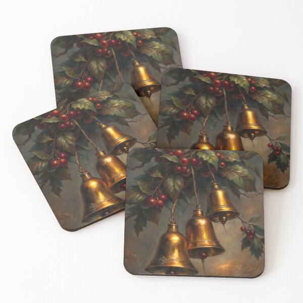Item preview, Gothic Golden Christmas Bells Holly Berries Painting designed and sold by DarkHolyQueen.