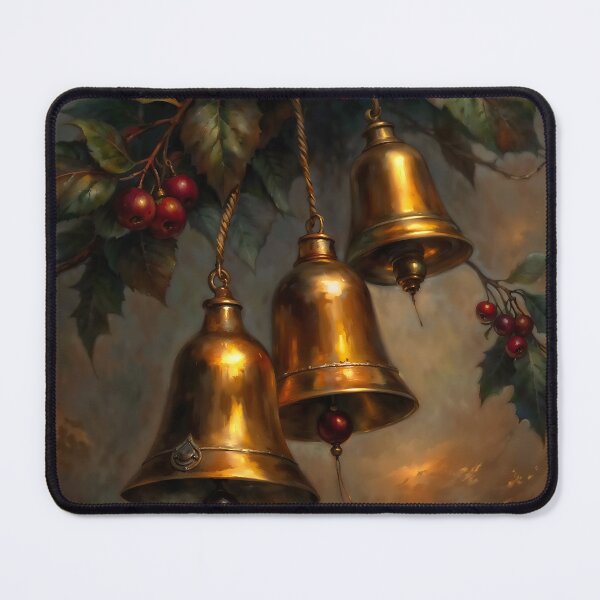 Item preview, Gothic Golden Christmas Bells Holly Berries Painting designed and sold by DarkHolyQueen.