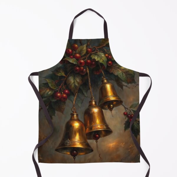 Item preview, Gothic Golden Christmas Bells Holly Berries Painting designed and sold by DarkHolyQueen.