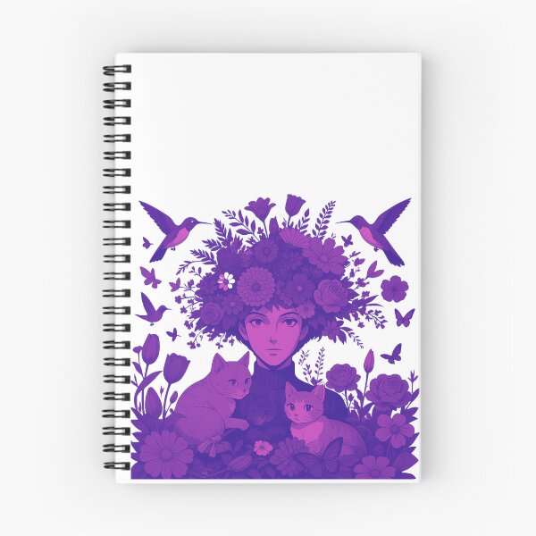 Item preview, Woman with flowers in her hair and cats—anime style. designed and sold by Knock on my door.