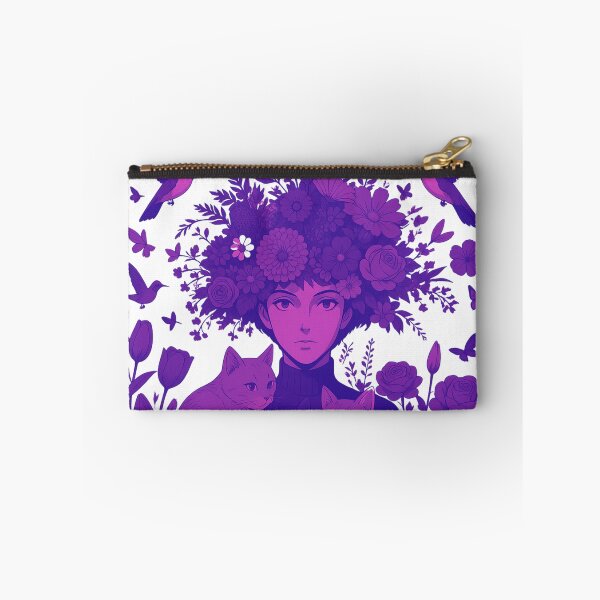 Item preview, Woman with flowers in her hair and cats—anime style. designed and sold by Knock on my door.