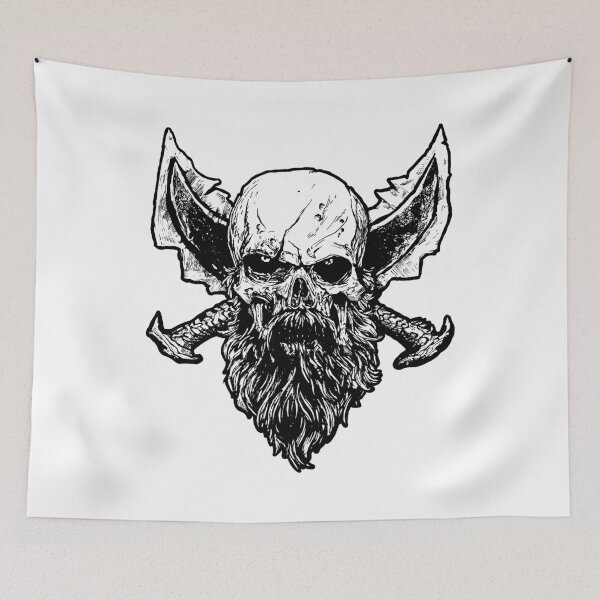 Item preview, Valhalla Berserker Skull with Crossed Blades designed and sold by sXe-art.