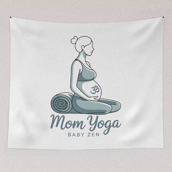 Item preview, Mom Yoga Baby Zen Teal Blue Gradient Piece designed and sold by 108stillness.