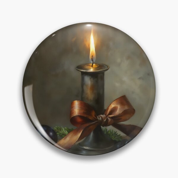 Item preview, Gothic Christmas Candle With Ribbon Still Life Painting designed and sold by DarkHolyQueen.