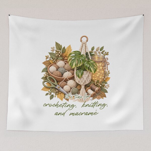 Item preview, Embroidery, crocheting with yarn, wool and leaves, macrame designed and sold by creationsforyu.