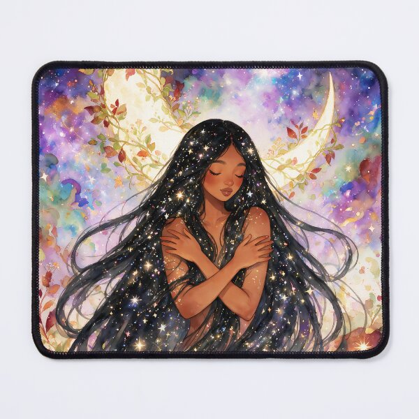 Item preview, Moon Goddess Autumn Watercolor Fantasy Art designed and sold by soulfulpalette.