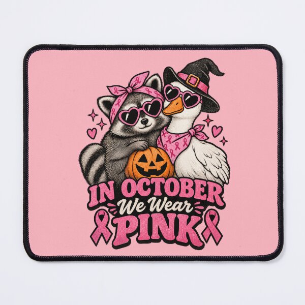 Item preview, Pink October Raccoon Goose Halloween Awareness designed and sold by PlumArtDesign.