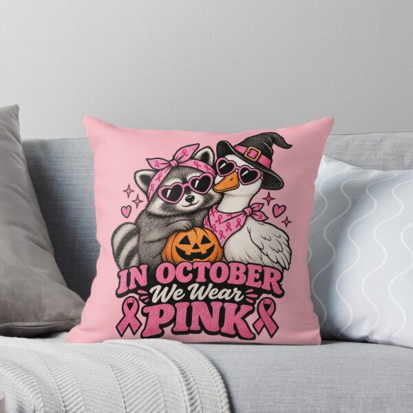 Item preview, Pink October Raccoon Goose Halloween Awareness designed and sold by PlumArtDesign.