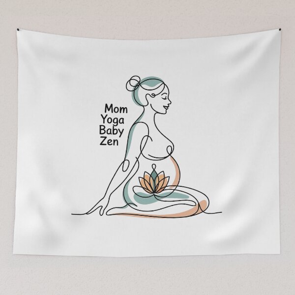 Item preview, Mom Yoga Baby Zen Teal Peach Leaning Piece designed and sold by 108stillness.
