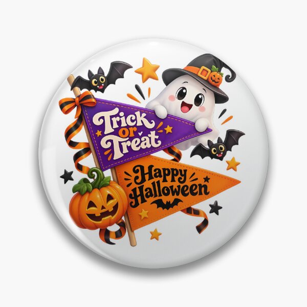 Item preview, Cute Trick Or Treat Kawaii Ghost Happy Halloween Pennant designed and sold by HoMya.