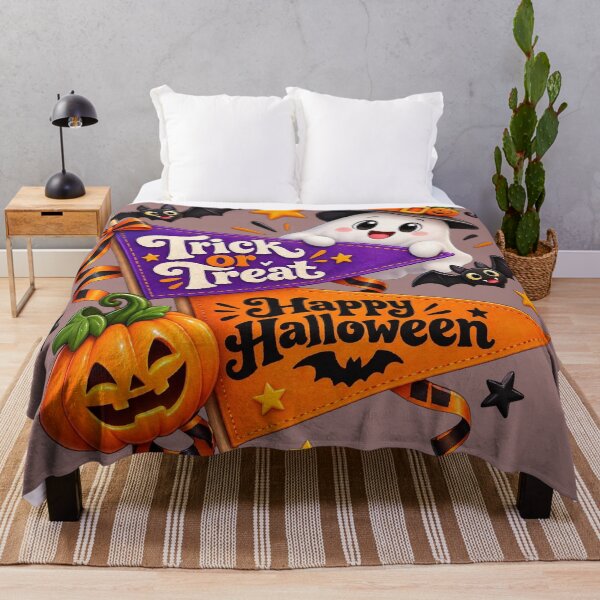 Item preview, Cute Trick Or Treat Kawaii Ghost Happy Halloween Pennant designed and sold by HoMya.