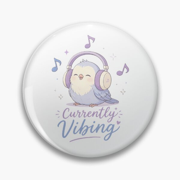 Item preview, Currently Vibing | Cute Bird with Headphones Music Aesthetic designed and sold by dreamz-world.