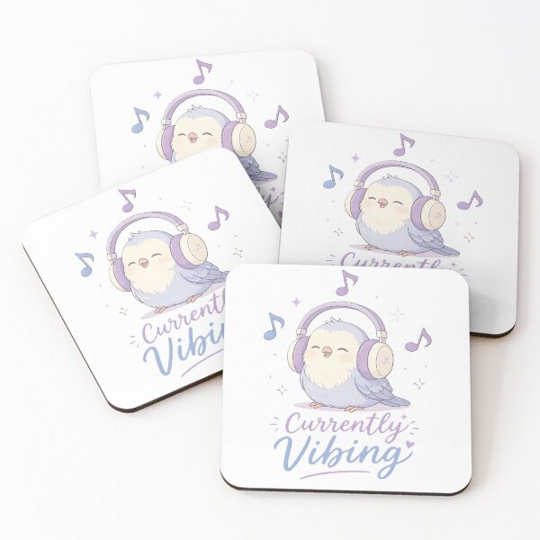 Item preview, Currently Vibing | Cute Bird with Headphones Music Aesthetic designed and sold by dreamz-world.