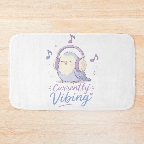 Item preview, Currently Vibing | Cute Bird with Headphones Music Aesthetic designed and sold by dreamz-world.