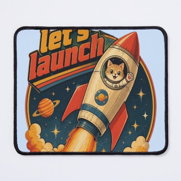 Item preview, Retro Space Cat Rocket Launch designed and sold by creativerooney.