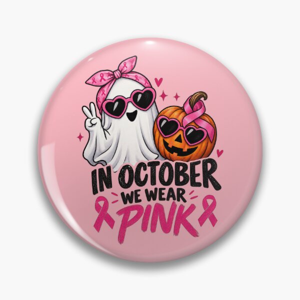 Item preview, Halloween Pink Ribbon Ghost and Pumpkin Breast Cancer Awareness designed and sold by PlumArtDesign.