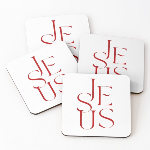 Item preview, Jesus Serif Typography Red Cream – Minimalist Christian Quote Design designed and sold by EatPrayLive.