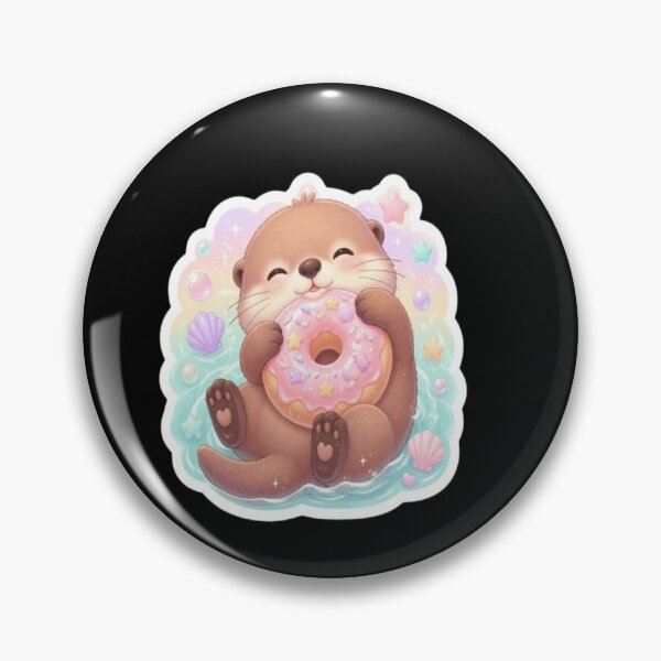 Item preview, Kawaii Floating Otter Eating Donut designed and sold by creativerooney.