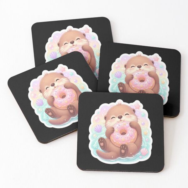 Item preview, Kawaii Floating Otter Eating Donut designed and sold by creativerooney.