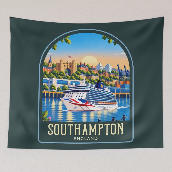 Item preview, Southampton Vintage Travel Illustration designed and sold by HomeLivingCo.