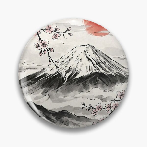 Item preview, Mount Fuji and Sakura | Japanese Ink Wash Art designed and sold by SoulTreasures.