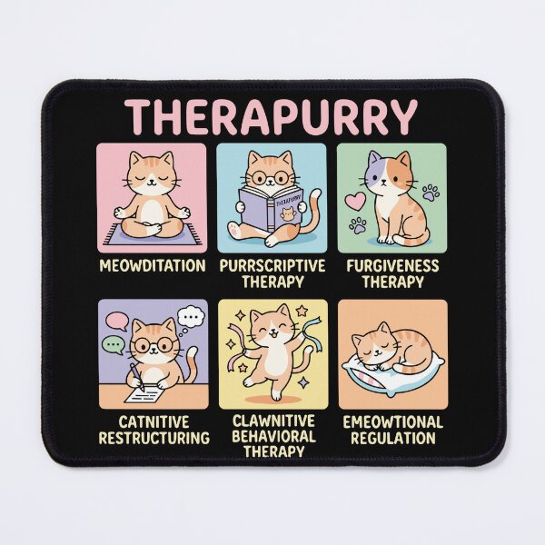 Item preview, Therapurry Cat Mental Health Wellness Puns designed and sold by SofiBlair.