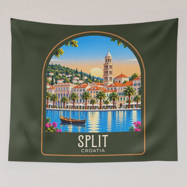 Item preview, Split Vintage Travel Illustration designed and sold by HomeLivingCo.