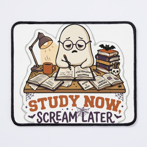 Item preview, Study Now Scream Later Halloween Ghost Student Sticker designed and sold by YasminTaha.