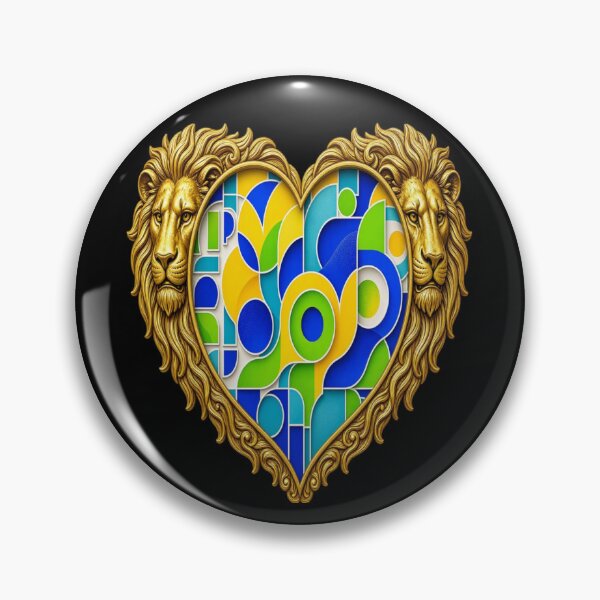 Item preview, 3D Ornate Golden Lion Heart Emblem & Geometric Pop Art Pattern designed and sold by Breezes-of-Ida.