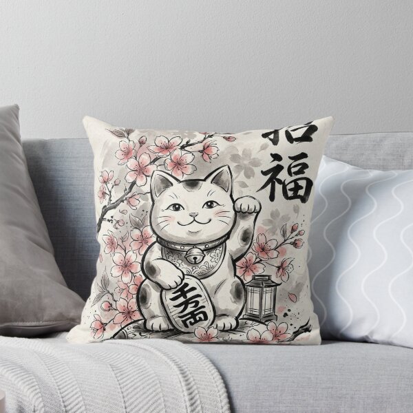 Item preview, Lucky Maneki Neko Cat | Japanese Ink Wash Art designed and sold by SoulTreasures.