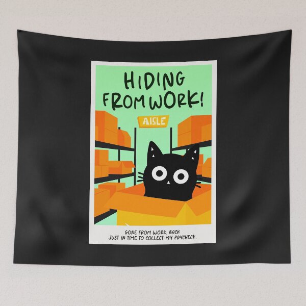 Item preview, Hiding from work ! Little cat designed and sold by DibujandoPorfa.