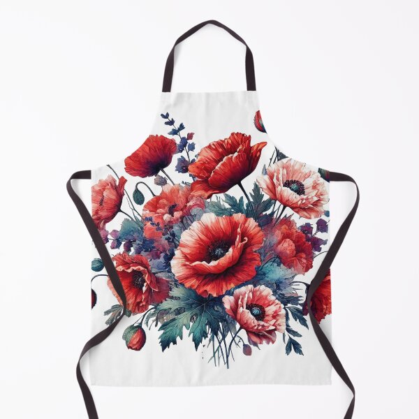 Item preview, Red Poppies Flowers in Full Bloom on White Shapes Mania designed and sold by Shapes-Mania.