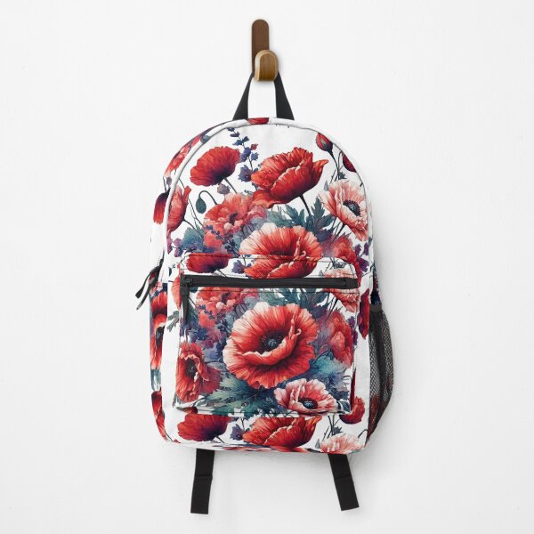 Item preview, Red Poppies Flowers in Full Bloom on White Shapes Mania designed and sold by Shapes-Mania.