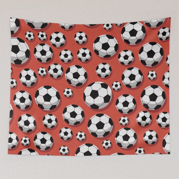 Item preview, Soccer Ball Pattern on Red Sports Repeat Print designed and sold by Mindful Wall Art Studio.
