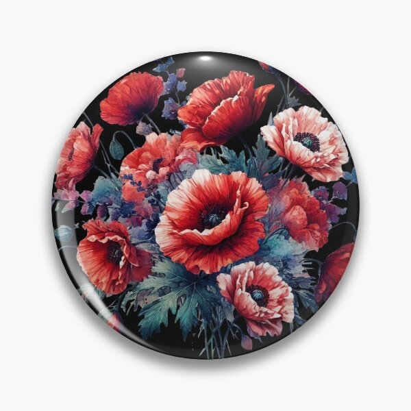 Item preview, Red Poppies Flowers in Full Bloom on Black Shapes Mania designed and sold by Shapes-Mania.
