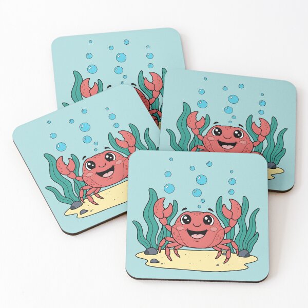 Item preview, Cute Happy Red Crab Ocean Underwater Cartoon Art designed and sold by VibeShift Studio.