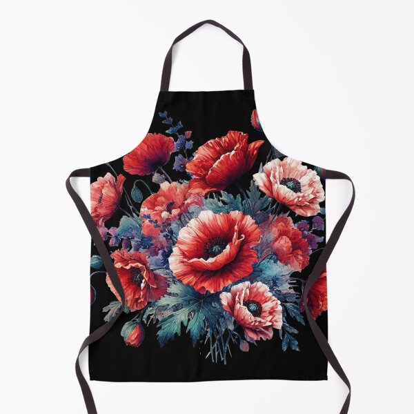 Item preview, Red Poppies Flowers in Full Bloom on Black Shapes Mania designed and sold by Shapes-Mania.