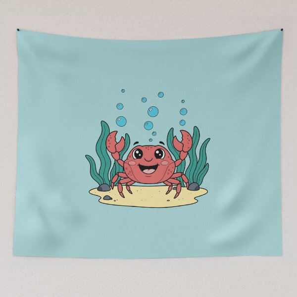 Item preview, Cute Happy Red Crab Ocean Underwater Cartoon Art designed and sold by VibeShift Studio.