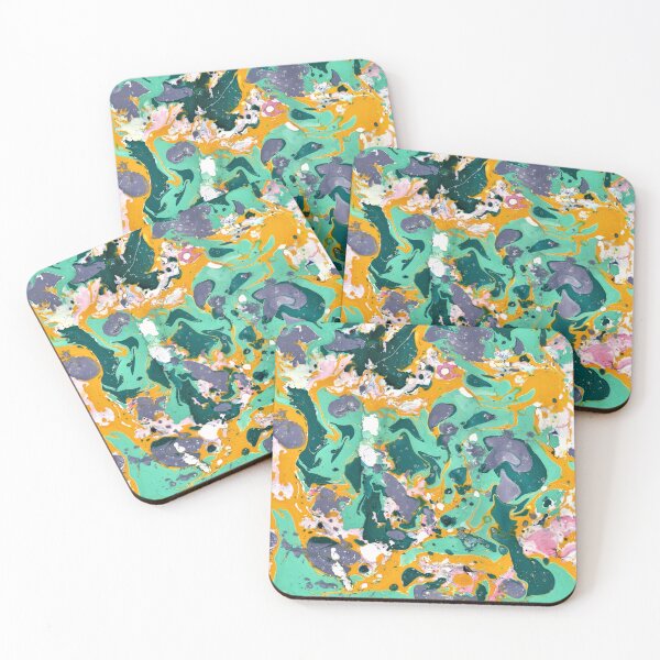 Item preview, Abigal 1 Green Gold and Lilac Ebru Style Abstract  designed and sold by Doug  Siegel.