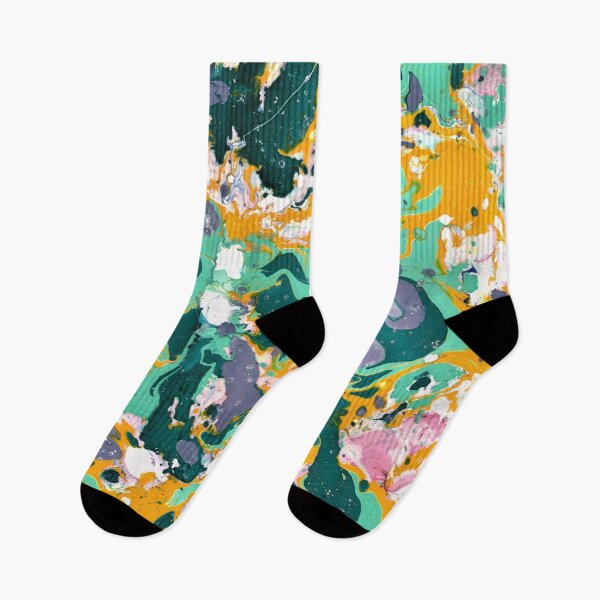 Item preview, Abigal 1 Green Gold and Lilac Ebru Style Abstract  designed and sold by Doug  Siegel.