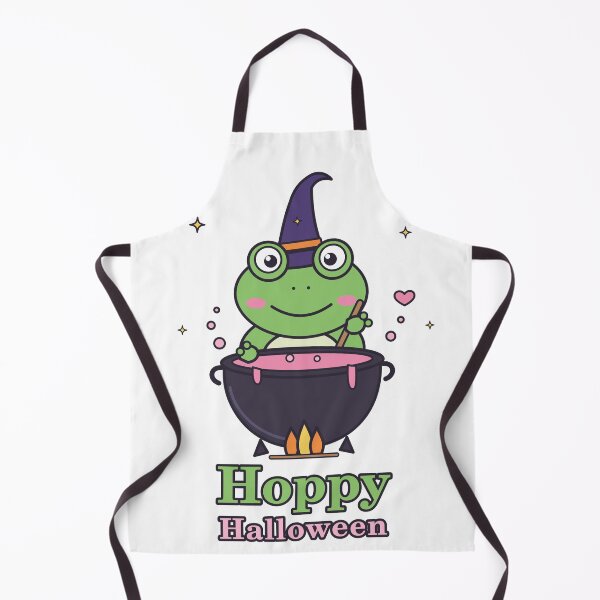 Item preview, Hoppy Halloween – Cute Witch Frog Brewing a Pink Potion designed and sold by Aurora Prints.