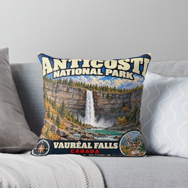 Item preview, Anticosti National Park – Vauréal Falls Retro Travel Sticker designed and sold by naturalsurvival.