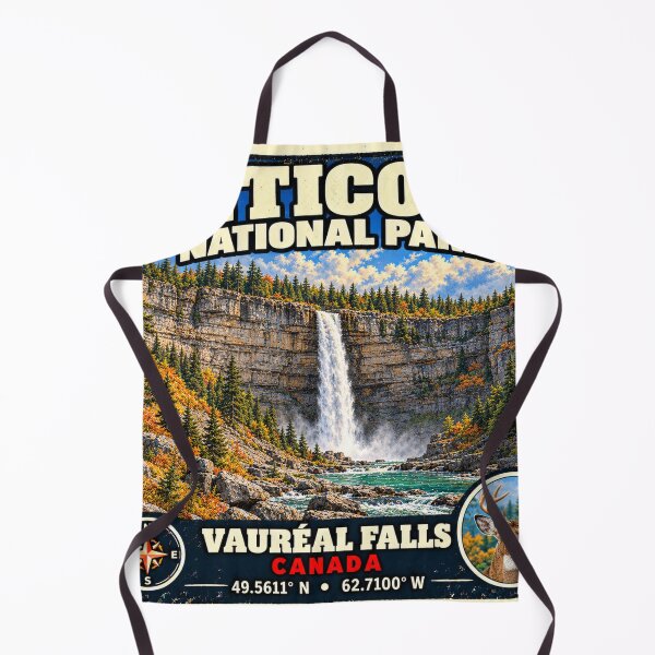 Item preview, Anticosti National Park – Vauréal Falls Retro Travel Sticker designed and sold by naturalsurvival.