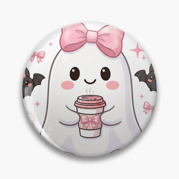 Item preview, Pink Bow Ghost Coffee Halloween Coquette designed and sold by EZONEEE.