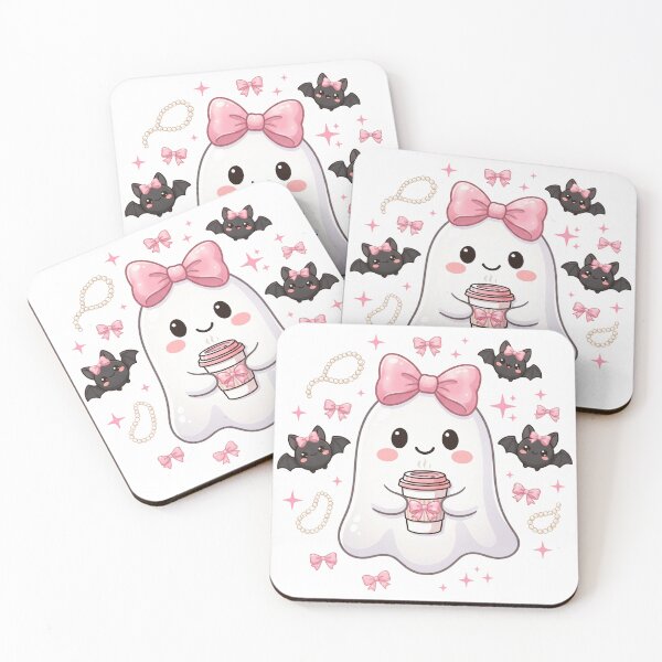 Item preview, Pink Bow Ghost Coffee Halloween Coquette designed and sold by EZONEEE.