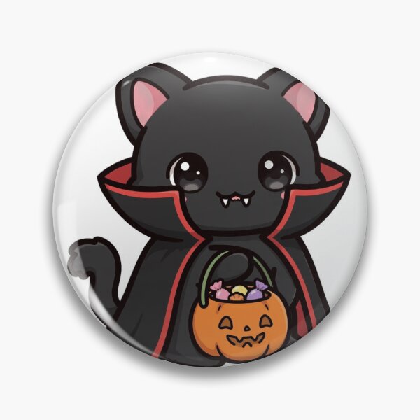 Item preview, Cute Vampire Cat with Pumpkin Candy Bucket Halloween Sticker designed and sold by Neshmi.