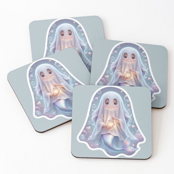 Item preview, Halloween Cute Ghost Mermaid designed and sold by Roanemermaid.