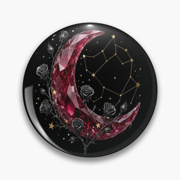 Item preview, Gothic Ruby Crystal Moon Black Roses Mystic Constellation designed and sold by CraftyValley.