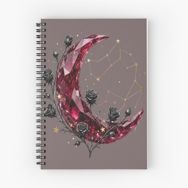 Item preview, Gothic Ruby Crystal Moon Black Roses Mystic Constellation designed and sold by CraftyValley.