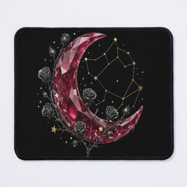 Item preview, Gothic Ruby Crystal Moon Black Roses Mystic Constellation designed and sold by CraftyValley.